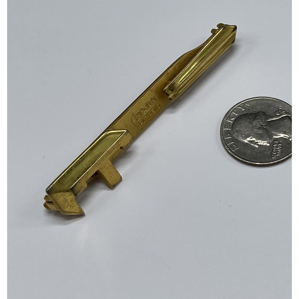 Vintage Anson Pat‎ Pend Tie Bar Clip Gold-Tone Money Men's